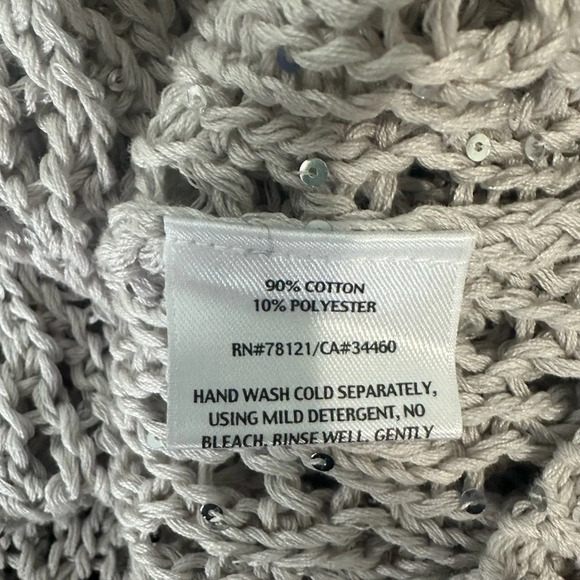NWT Eileen Fisher Silver Sequin Chainmail Mesh Tank. Size PL. - Picture 6 of 6